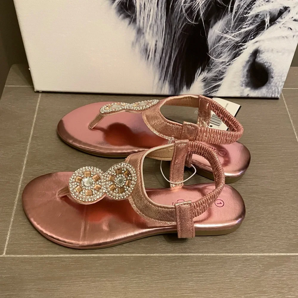 NWT Kensie Girl Sandal Size 1 Pink Shine - Picture 13 of 14